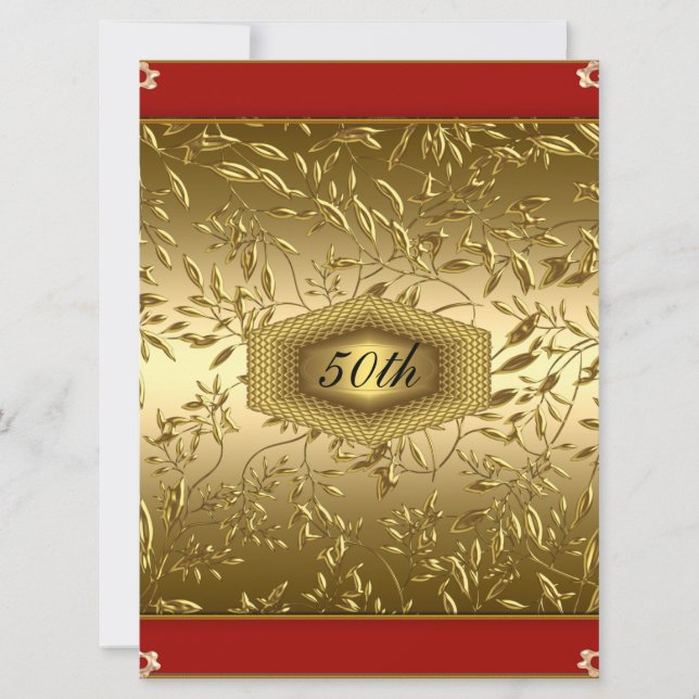 Invitation Design d'or 50e anniversaire fête anniversaire (Devant)