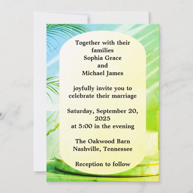 Invitation Design écologique Feuille élégant | Botan minimal (Devant)