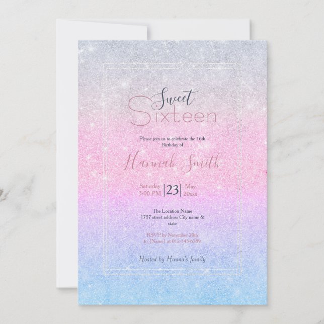 Invitation Design élégant de Parties scintillant en argent ro (Devant)