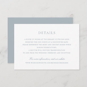 Invitation Design élégant Dusty Blue Script Détails du Mariag