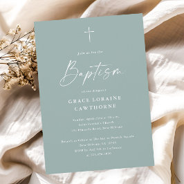 Invitation Design élégant moderne Sage Baptême vert