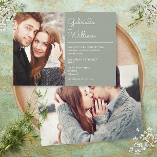 Invitation Design élégant moderne Sage Green 2 Mariage photo