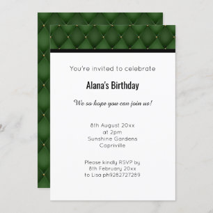 INVITATION DESIGN ÉLÉGANT VERT OR DIAMOND