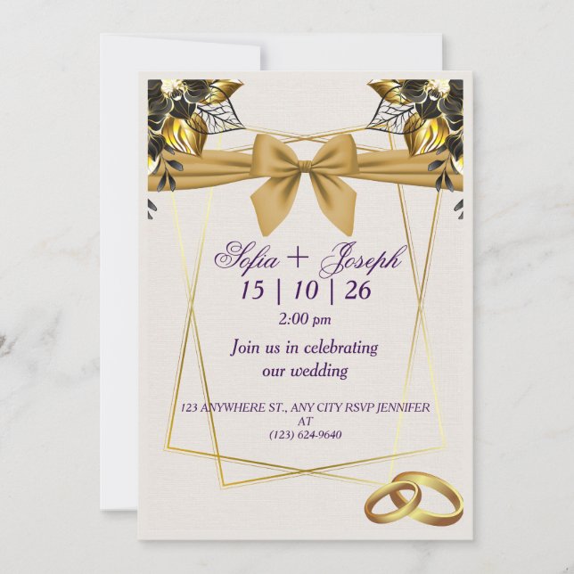 Invitation Design floral élégant et moderne pour votre journé (Devant)