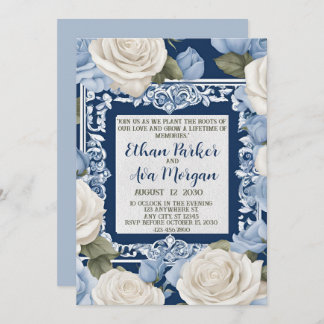 Invitation Design Mariage bleu et blanc