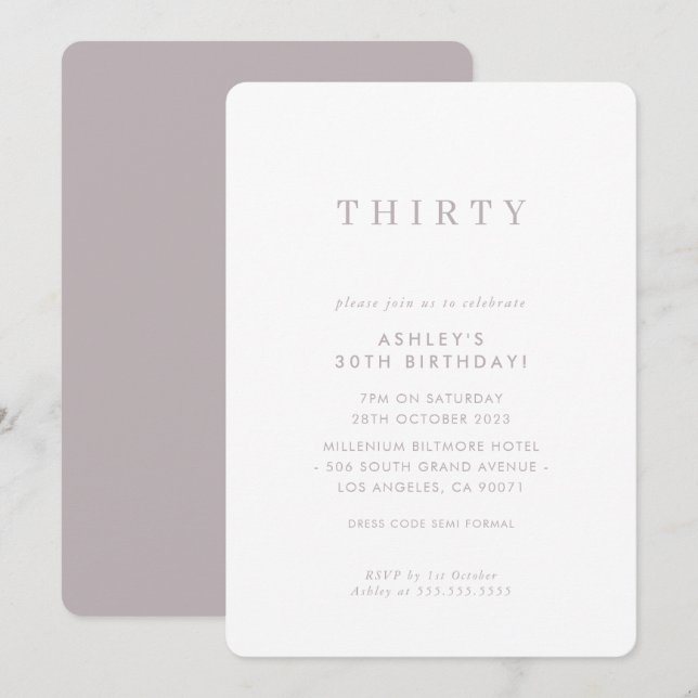 Invitation Design MINIMALIST anniversaire chic champignon mod (Devant / Derrière)