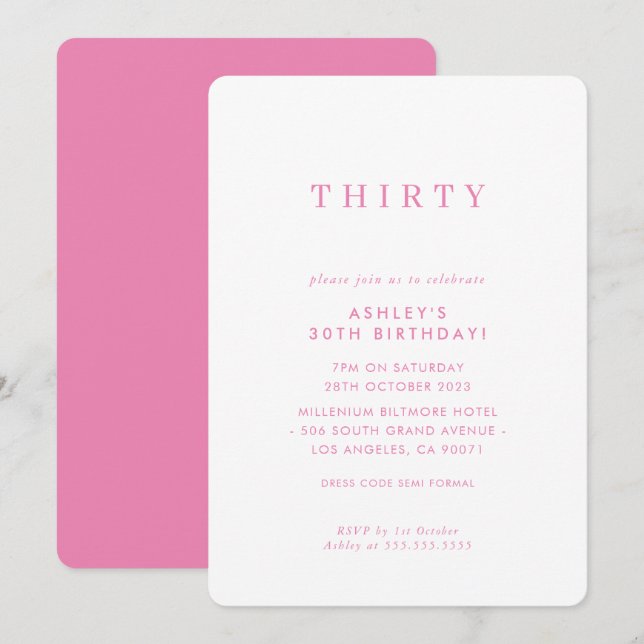 Invitation Design MINIMALIST anniversaire chic moderne joli r (Devant / Derrière)