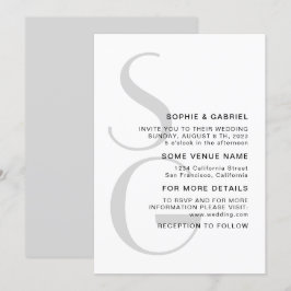 Invitation Design minimaliste. Mariage de monogramme typograp