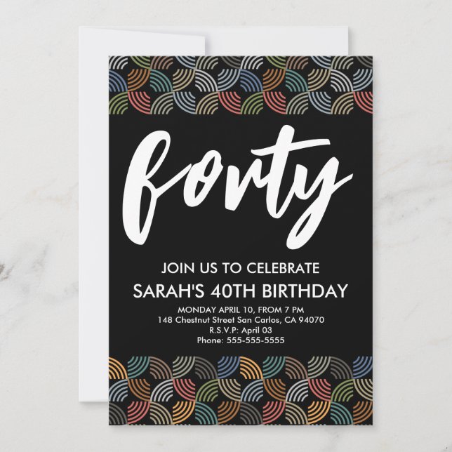 Invitation Design moderne 40e anniversaire simple élégant scr (Devant)