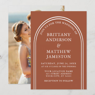 Invitation Design moderne Arch Mariage Terracotta Photo
