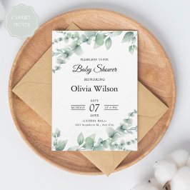 Invitation Design moderne de pattes florales vert et blanc