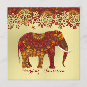 Invitation Design orné d'éléphants indiens décoré