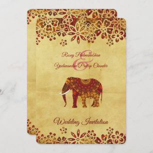 Invitation Design orné d'éléphants indiens décoré
