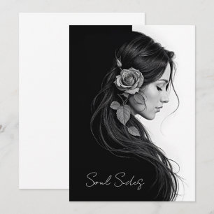 Invitation Design saisonnier noir blanc dramatique cheveux fl