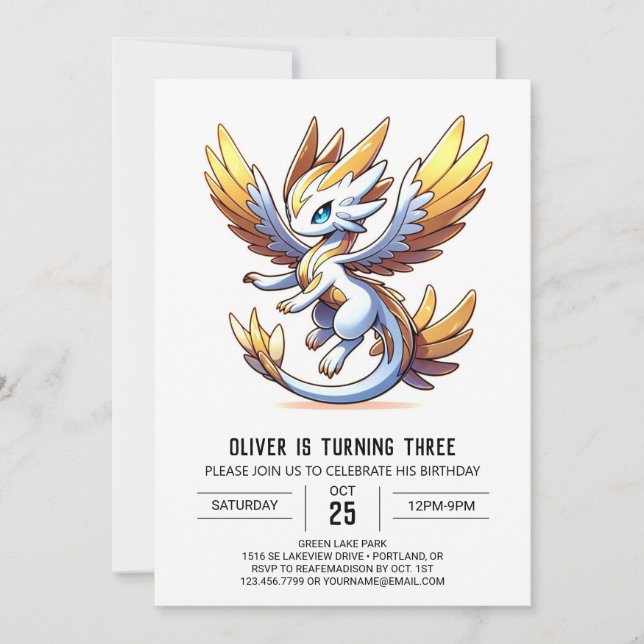 Invitation Design Simple Dragon Anniversaire (Devant)