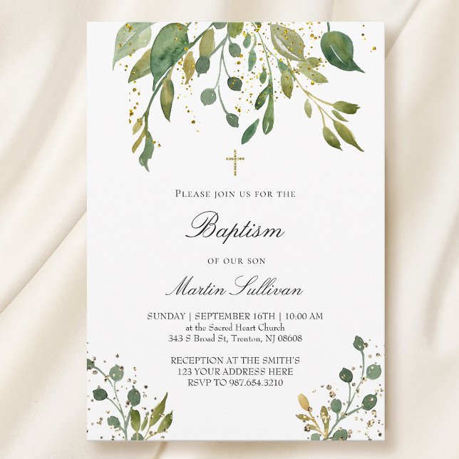 Invitation design verdoyant | Baptême (Créateur téléchargé)
