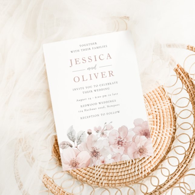 Invitation Designer Blush Floral All Seasons Mariage (Créateur téléchargé)