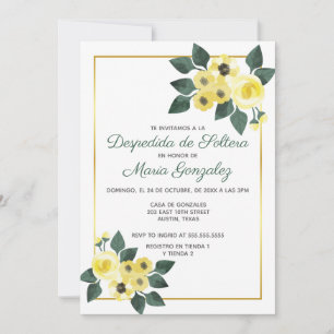 Invitation Despedida de Soltera Flores Amarilla Fête des mari