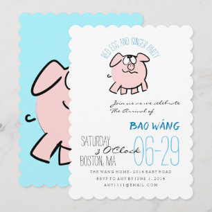 Invitation Dessin 2 Cochon Année Oeuf Et Ginger Party Baby In