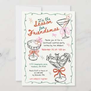 Invitation Dessin à la main Doodle Christmas Cocktail Party