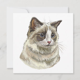 Invitation Dessin à la main Ragdoll chat