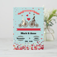Dessin animé de la mariée et du marié à vélo pour 