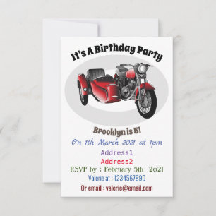 Invitation dessin animé de la moto Sidecar