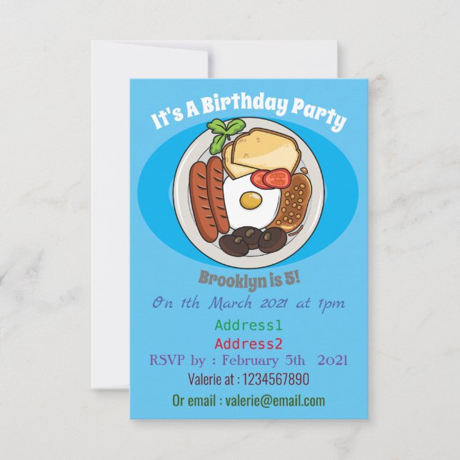 Invitation dessin animé du petit-déjeuner anglais (Devant)