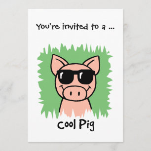 Invitation Dessin d'art Cool Cochon lunettes de soleil Garçon