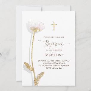 Invitation dessin de fleurs Baptême