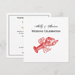 Invitation Dessin de homard rouge vintage no 1