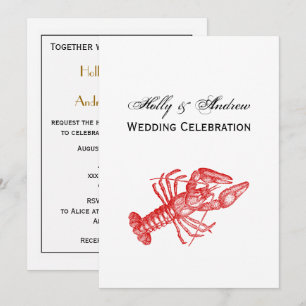 Invitation Dessin de homard rouge vintage no 1