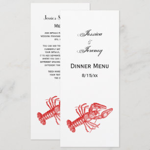 Invitation Dessin de homard rouge vintage no 1