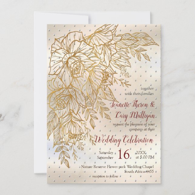 Invitation Dessin de ligne Rose Gold Elegant (Devant)