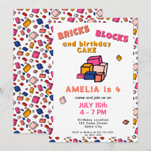 Invitation Dessin de motif de brique de bloc coloré pour l'an