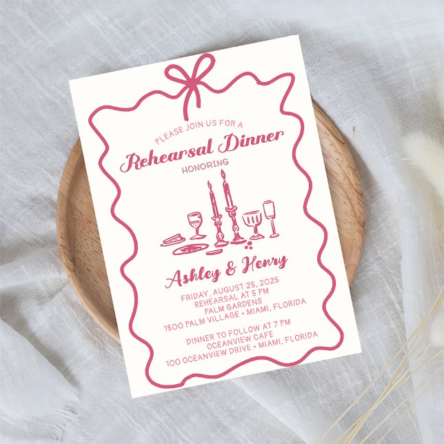 Invitation Dessin Dessiné à la Main Dîner de Répétition de Ma (Créateur téléchargé)