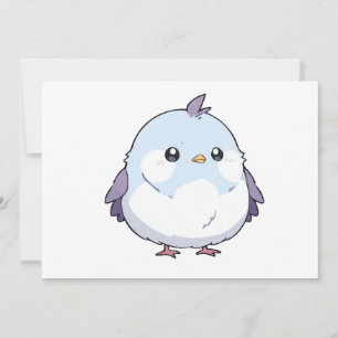 Invitation Dessin d'oiseau Cute Kawaii Chubby - adorable Past