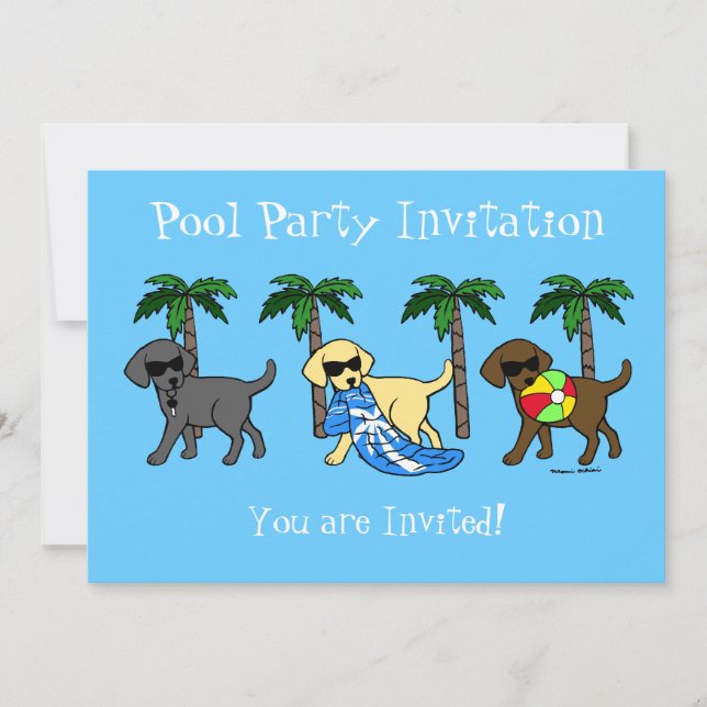 Invitation Dessin du Cool Labradors Beach Party (Devant)