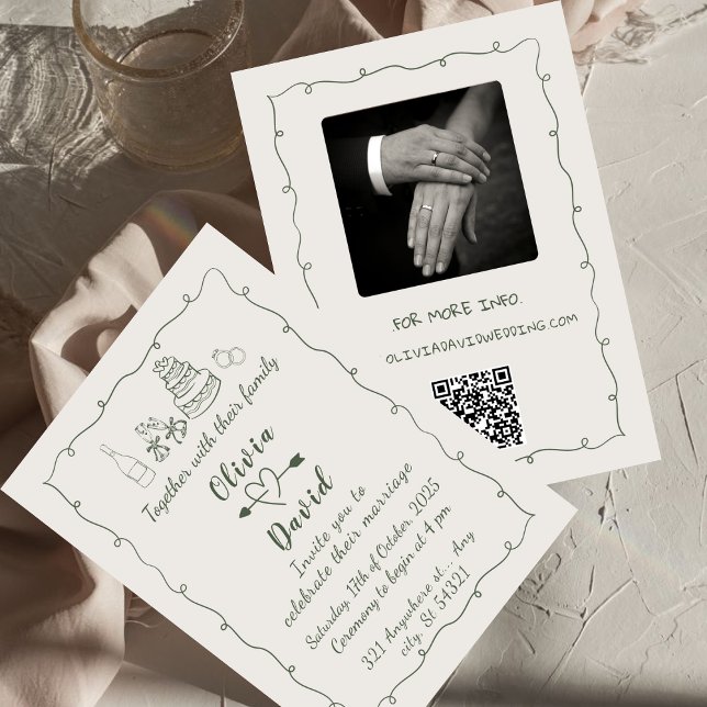 Invitation Dessin Funky Dessin manuscrit Mariage Invit (Créateur téléchargé)