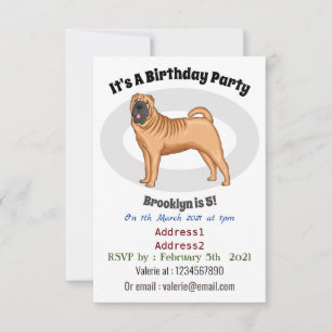 Invitation dessin humoristique chinois de chien Shar-Pei
