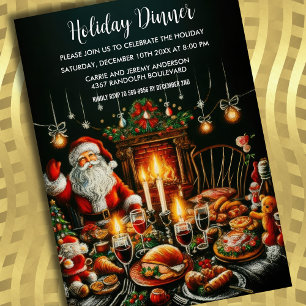Invitation Dessin Pastel de Fêtes Père Noël
