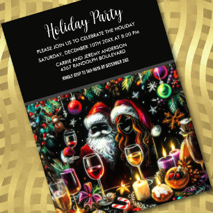 Invitation Dessin Pastel de Fêtes Père Noël