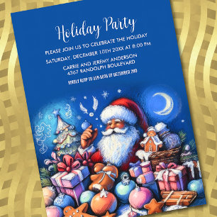 Invitation Dessin Pastel de Fêtes Père Noël