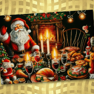 Invitation Dessin Pastel de Fêtes Père Noël