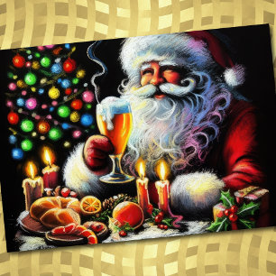 Invitation Dessin Pastel de Fêtes Père Noël
