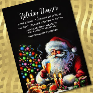 Invitation Dessin Pastel de Fêtes Père Noël