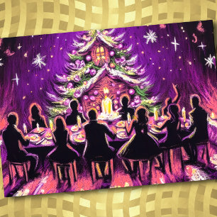 Invitation Dessin Pastel Fête de Vacances Violet