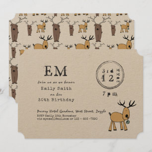 Invitation Dessin Russe de Noël Reindeer Doodle Typeset