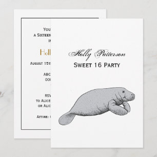 Invitation Dessin Vintage de Lamantin