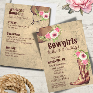 Invitation Destination Cowgirl Anniversaire Rustique Fleurs R